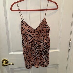 NWT Paige Denim silk leopard tank (adjustable straps), Size Small